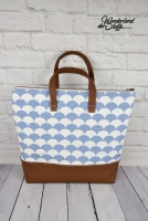 Dekostoff F�chermuster, jeansblau/weiss