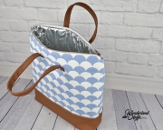 Dekostoff F�chermuster, jeansblau/weiss