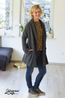 Wollmix Velour Caban Jackenstoff, anthrazit