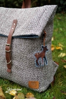 Taschenstoff Kn�pfmuster, taupe schwarz