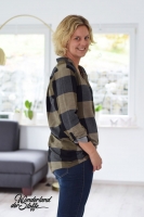 BW-Viskose Mix Karomuster, schwarz/khaki