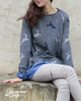 Jacquard Sweat Fischgr�t Hirsche Glitzer