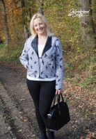 Jacquard Sweat Schwalben Glitzer, schwarz grau