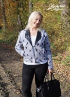 Jacquard Sweat Schwalben Glitzer, schwarz grau