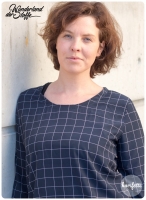 Restst�ck 89cm Blusenstoff Linien & Quadrate, dunkelblau