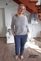 Sweat angeraut, indigoblau meliert