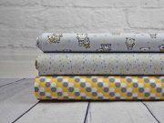 Baumwolle Wabenmuster Little Cuties, grau gelb