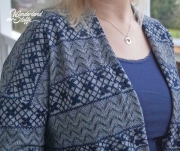 Strick Jacquard Streifenbord�ren, grau blau