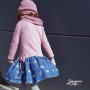 leichter Jeansstoff Pferde, gold Glitzer jeansblau