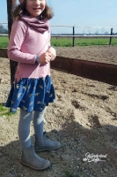 leichter Jeansstoff Pferde, gold Glitzer jeansblau