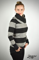 Jersey Blockstreifen, schwarz grau