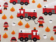 Leinen Look Feuerwehr, natur/rot