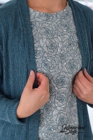 Leinen Viskose Blumen, petrol