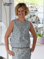 Leinen Viskose Blumen, petrol