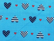 Baumwollstoff Little Sailor Herzen - t�rkis/dunkelblau