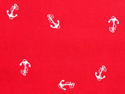 Baumwollstoff Anker, wei� auf rot