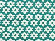 Baumwollstoff Bl�mchen, wei� petrol