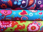 Baumwolle Blumen&Herzen, lilablau