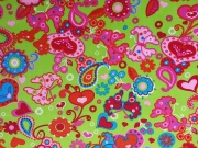 Baumwolle Blumen&Herzen, limette