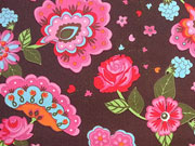 Baumwolle Popelin Stenzo Blumen Holl�ndischer Stil, braun