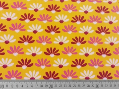 Baumwollstoff Bl�mchen, pink auf hellorange