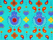 Baumwolle (Popelin) India H�nde und Paisley, t�rkis