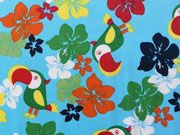 Baumwollstoff Kakadoo & Blumen, hellt�rkis