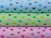 Baumwollstoff bunte Kronen, mint