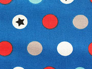 RESTST�CK 60 cm Baumwollstoff Punkte & Sterne, orange weiss blau