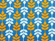 Baumwolle Ranken - hellblau/orange auf blau