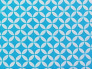 Popelin Rauten & Kreise, t�rkis/weiss