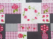 Baumwollstoff Rosen Patchwork Stil, weiss