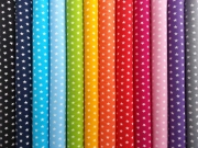 RESTST�CK 34 CM Baumwollstoff Sterne 1 cm weiss auf t�rkis