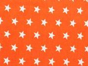 Popelin Sterne 1 cm weiss auf orange