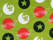 Baumwolle (Popelin) Skateboards & Totenk�pfe-hellgr�n