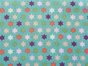Baumwollstoff Sterne, bunt auf mint