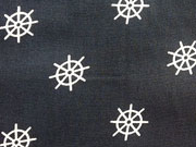 Baumwollstoff Steuerrad - wei� auf dunkelblau