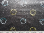 beschichtete Baumwolle gro�e Kringel, glitzer schwarz