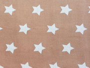 Baumwollstoff Sterne 2 cm, weiss auf beige