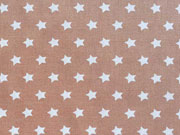 Baumwollstoff Sterne 1 cm, weiss auf beige