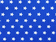 Baumwollstoff Sterne 1 cm, weiss auf royalblau
