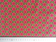 Baumwolle dunkelpinke Mini Blumen auf Dunkelgr�n