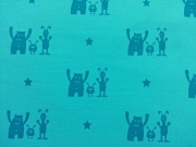 RESTST�CK 30 cm Sweatstoff Farbenmix Best Buddy , t�rkis petrol