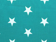 Baumwollstoff gro�e wei�e Sterne Big Star, aquamarin