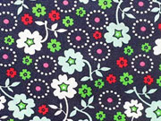 RESTST�CK 33 cm Baumwollstoff Bl�mchen & Punkte - navy rot hellgr�n