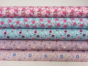 Baumwollstoff Blumen & Zweige, pink hellblau