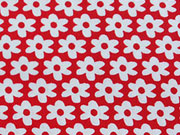 Baumwollstoff Bl�mchen, wei� auf rot