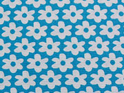 Baumwollstoff wei�e Bl�mchen, t�rkis