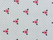 Baumwolle Little One Blumen & Herzen - grau