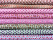 Baumwolle Mini Tulpen & Herzen,lila/gr�n auf t�rkis